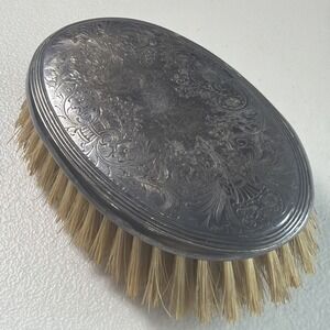 Antique Silver Plated? Clothes Brush Etched Floral Art Nouveau Victorian Era